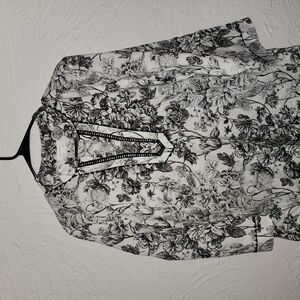 Floral Black and White Blouse